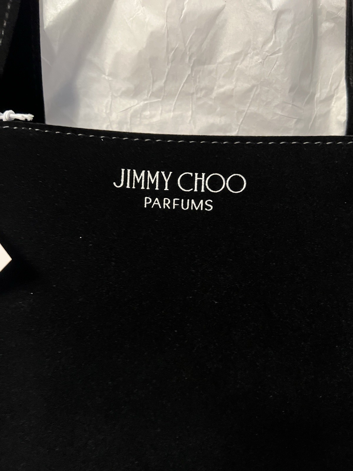 JIMMY CHOO PARFUMS WOMENS LARGE TOTE BAG BLACK AND GLITTER NEW