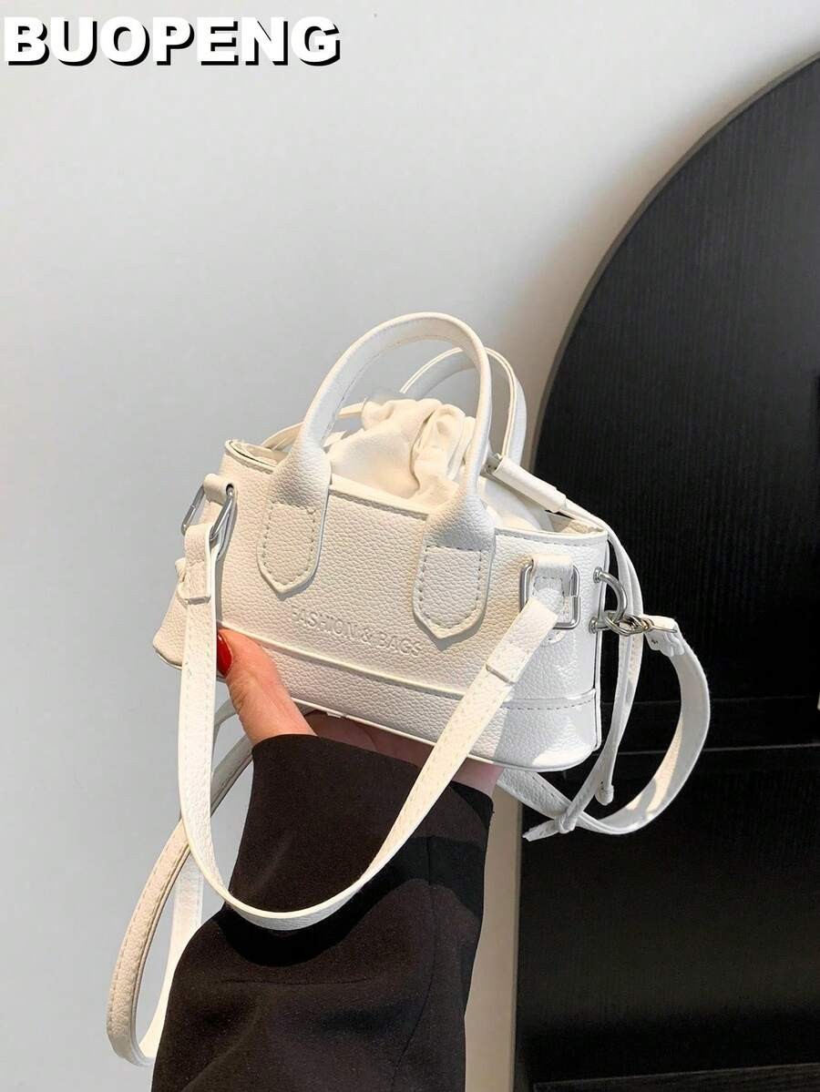 Mini Croc Embossed Bucket Bag Women Drawstring Novelty Crossbody Shoulder