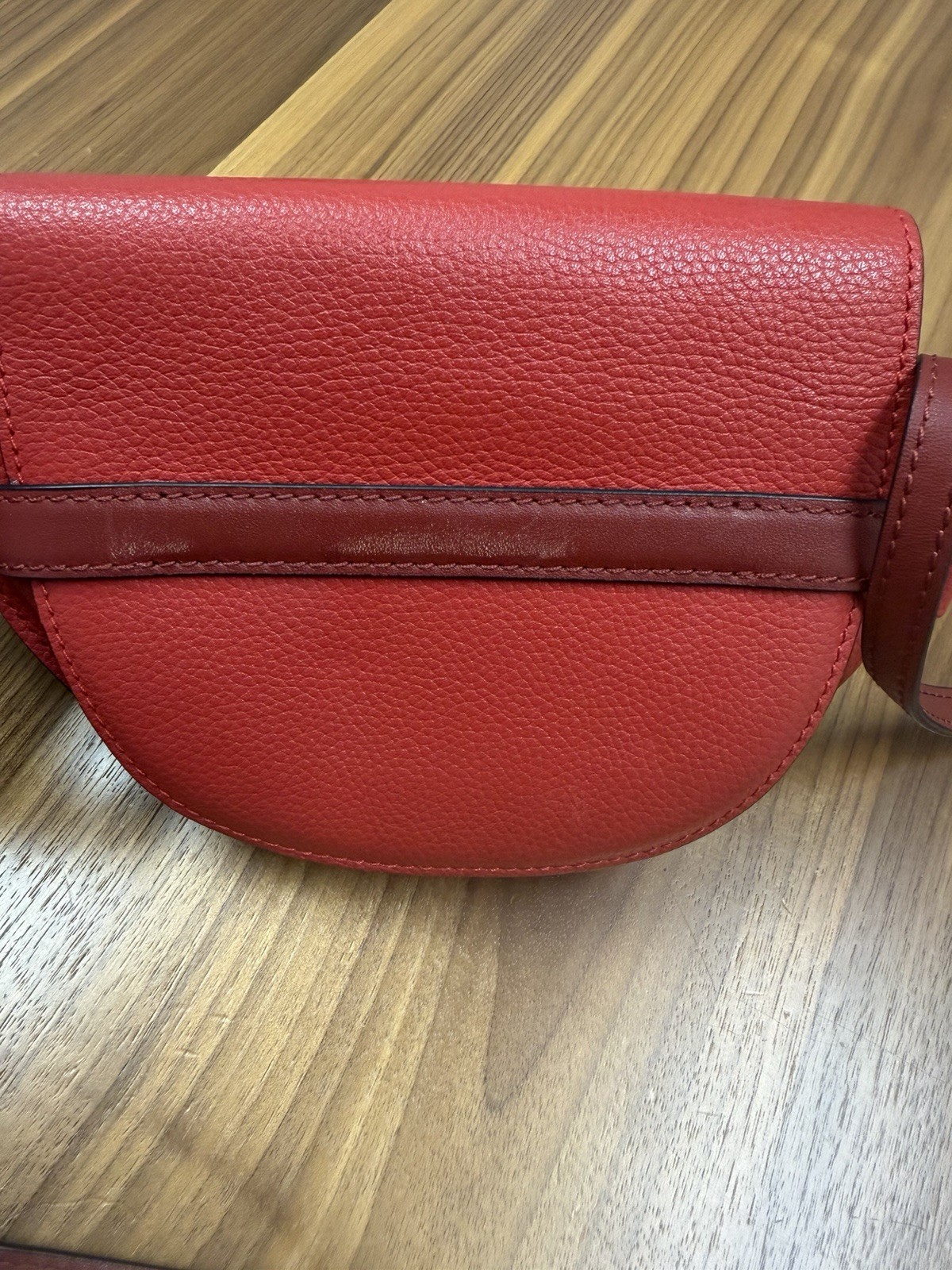 Loewe Gate Mini Red Crossbody Bag Gold Hardware Logo Bow Accents Strap