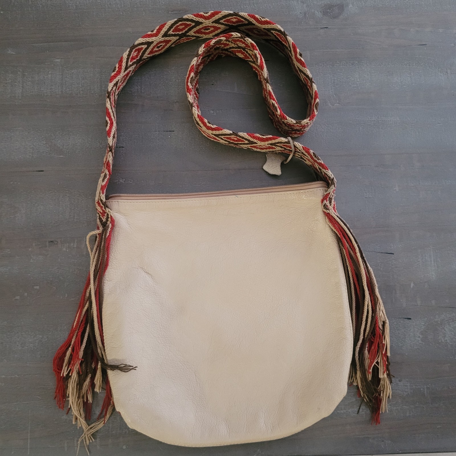 Boots and Bags Boho Leather Crossbody Bag Fringe Woven Strap Western Festival