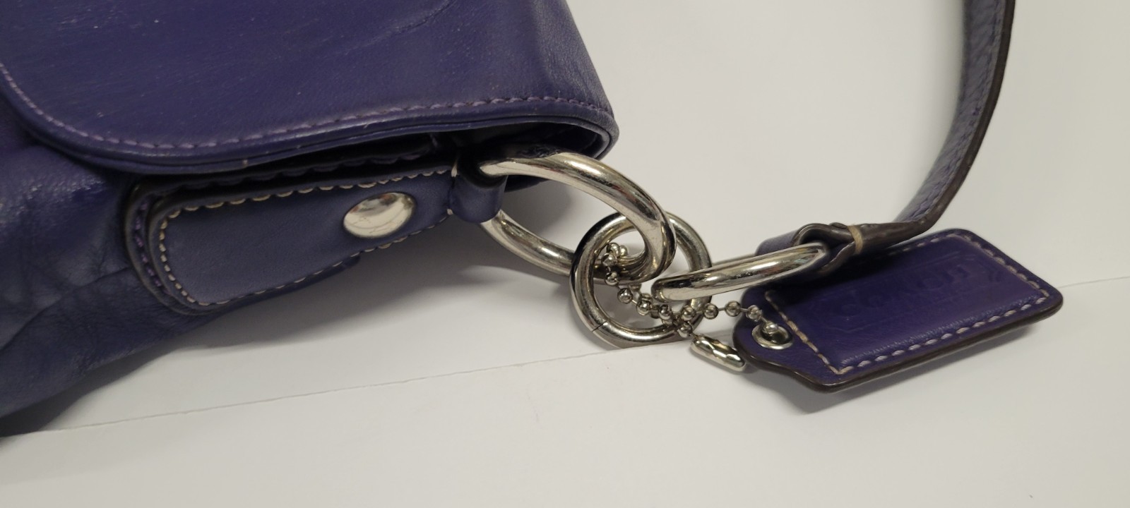 COACH Soho PURPLE GENUINE LEATHER Flap SMALL CROSSBODY BAG W Buckle H1173-F17217