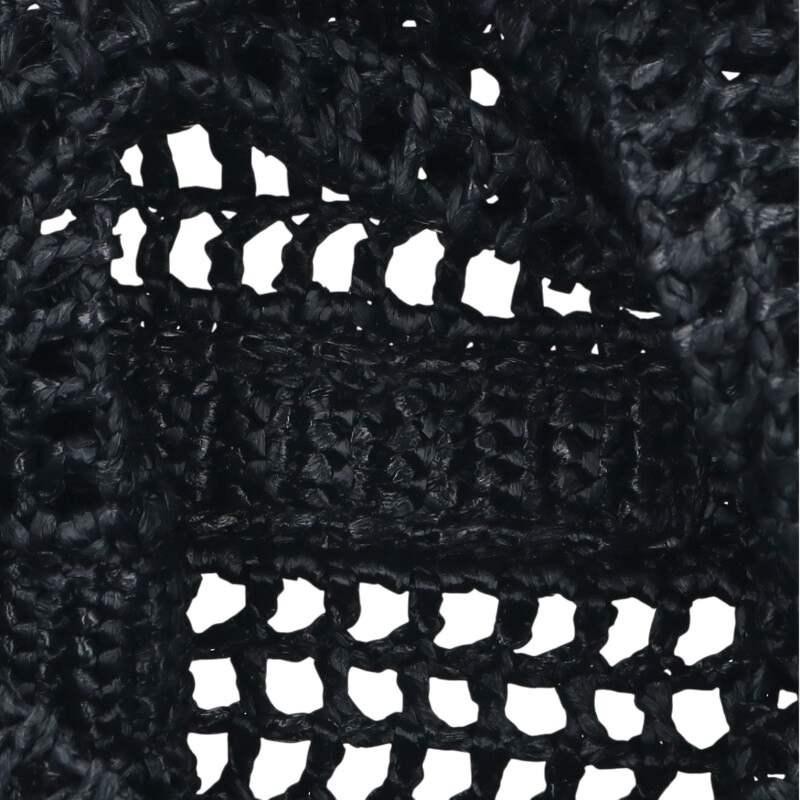 PRADA Bag: 1BG393 Raffia Mesh Tote Black White W34H41D2.5cm;