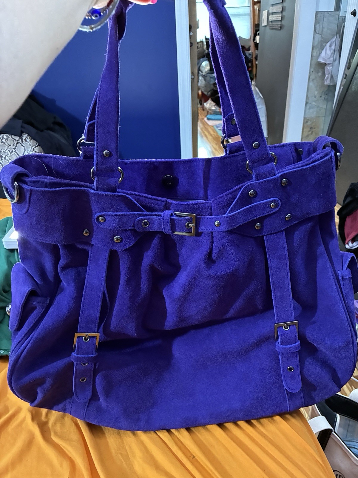 SUZANNE SOMERS PURSE PURPLE SUEDE LARGE