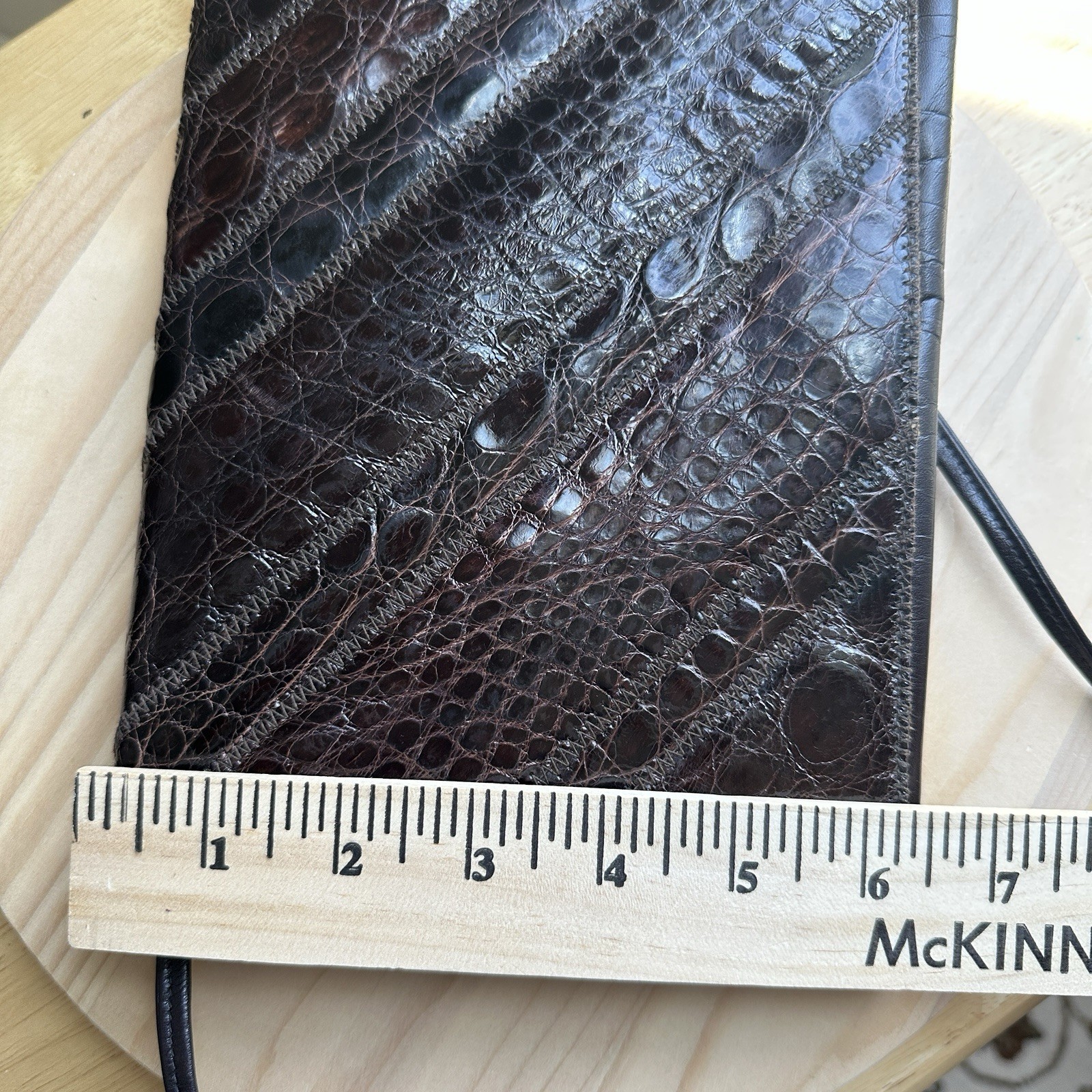 Vintage Varon Shoulder Bag Purse 11×6.75 Inch Brown Crocodile Leather Handmade