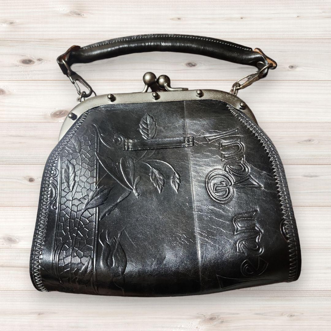 Jean Paul Gaultier Vintage New Rose Handbag Black Leather Women’s From Japan
