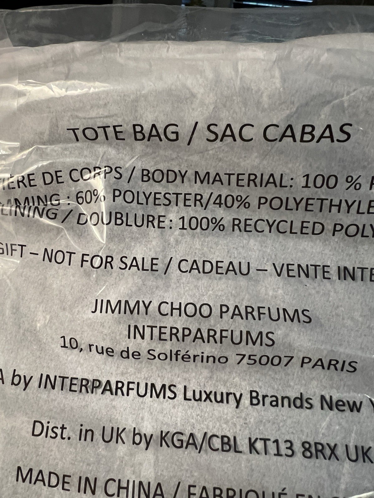 JIMMY CHOO PARFUMS WOMENS LARGE TOTE BAG BLACK AND GLITTER NEW