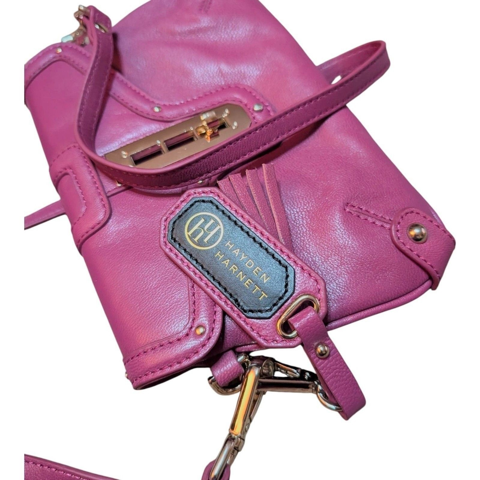 Hayden Harnett Leather Flap Fuchsia Small Shoulder Bag Crossbody Purse