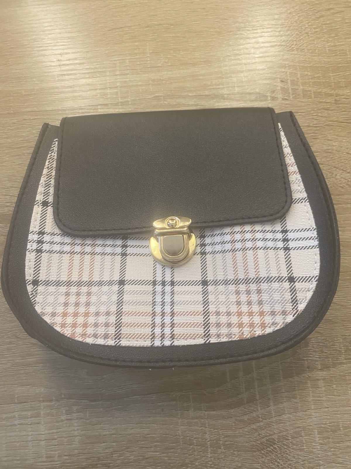 Black & Beige Plaid Small Clutch Purse