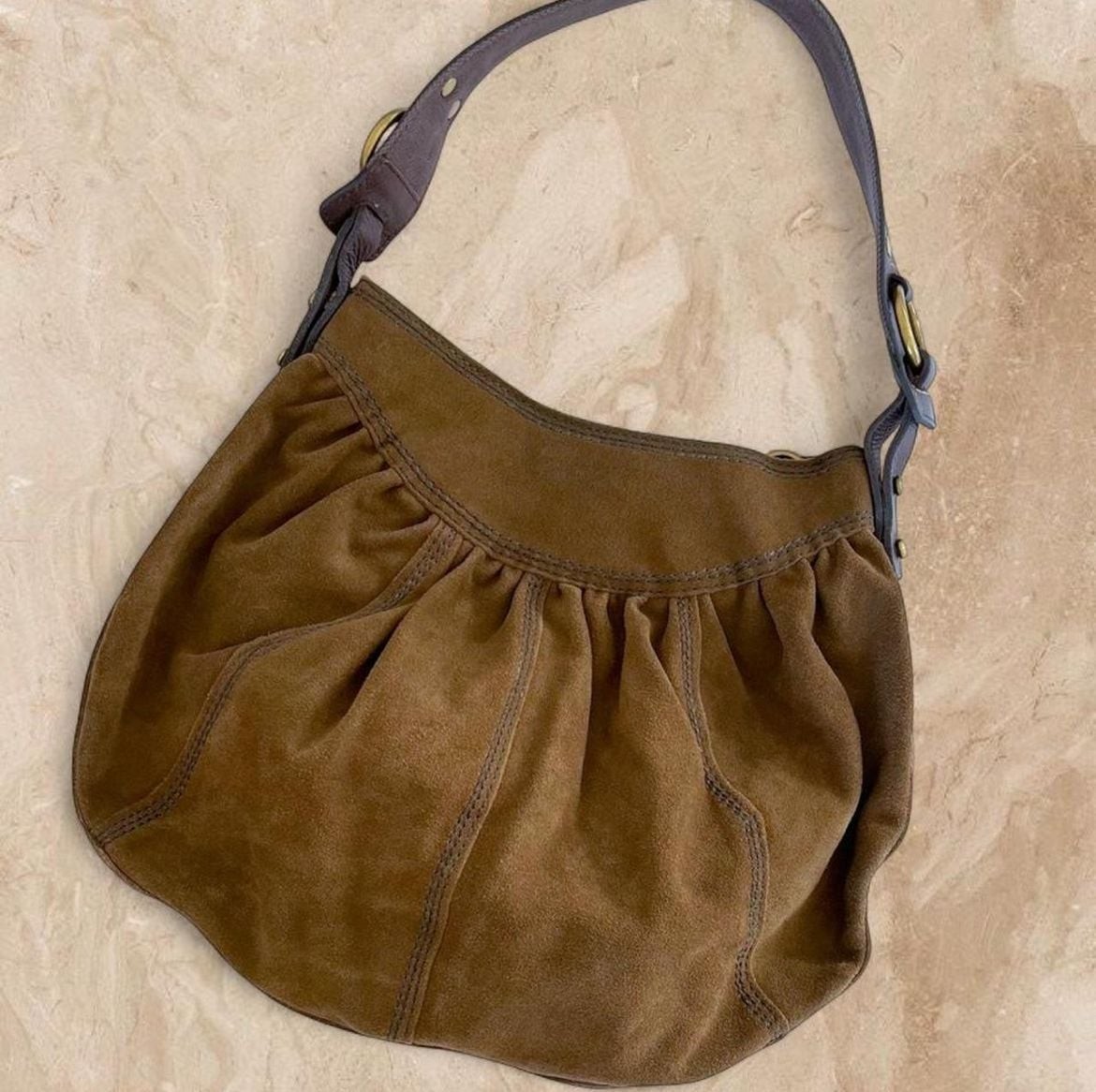 Vintage Lucky Brand Suede Hobo Shoulder Bag