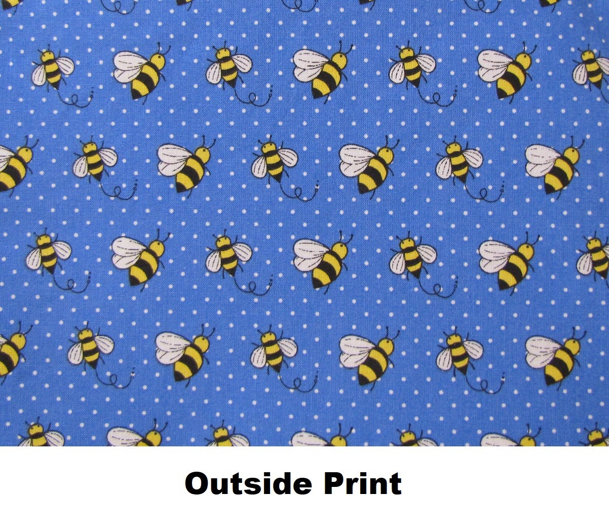 Honey Bee Zipper Pouch; Blue & Yellow Polka Dots Ditty Bag, 9.75 x 7.5″ Handmade