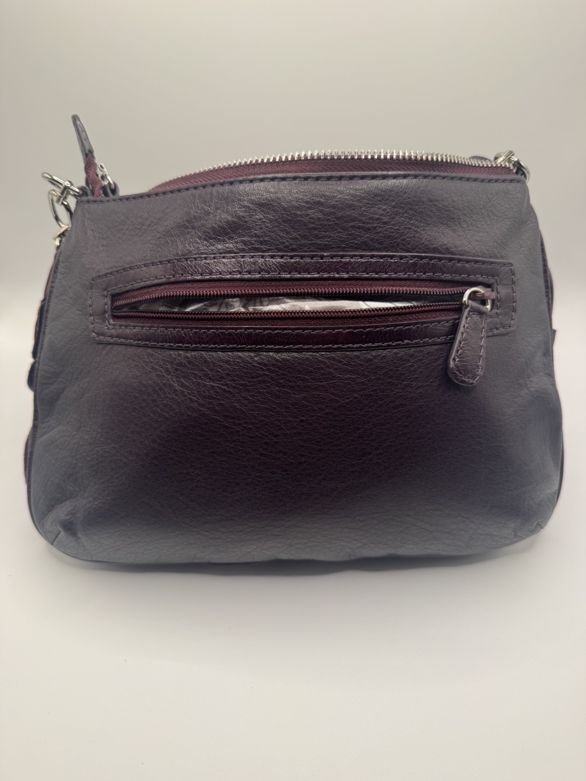 Brighton Velvet Rose Masterpiece Collection, Eggplant Leather Hobo Purse
