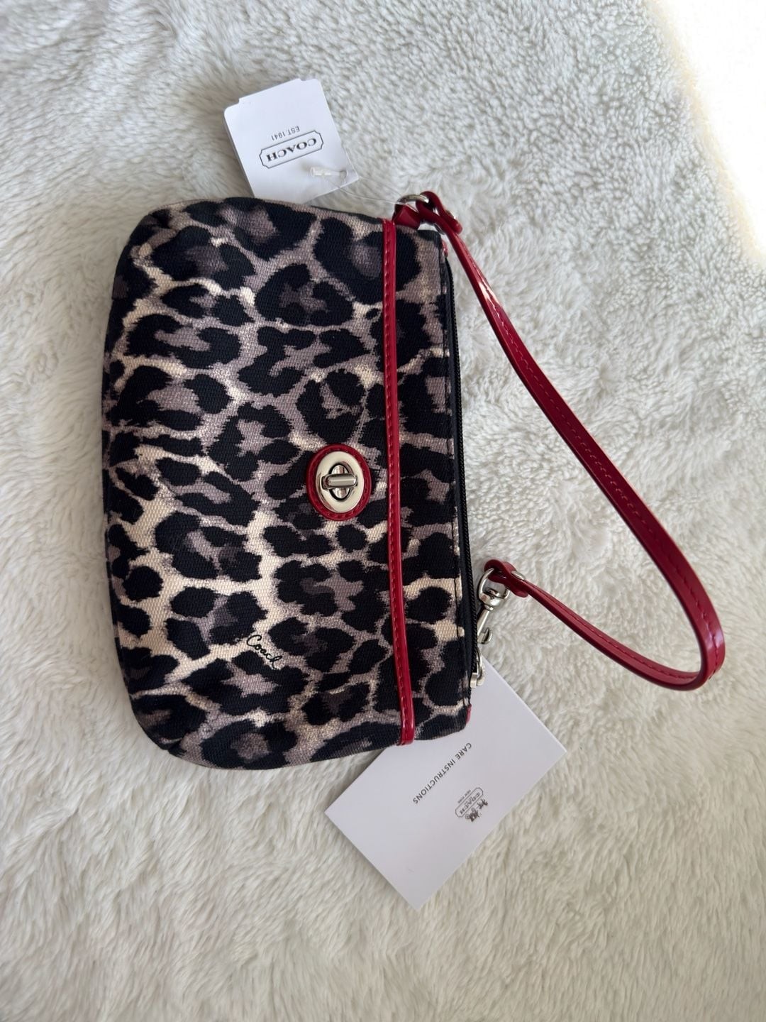 Coach Park Ocelot Medium Wristlet F49581 in Black Multi