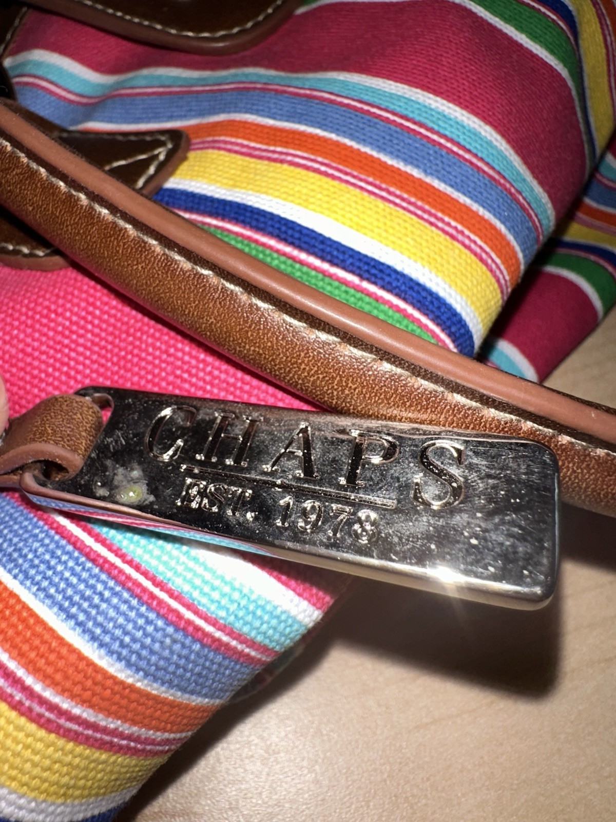 CHAPS Ralph Lauren Multicolor Striped Shoulder Handbag Purse Medium Bag