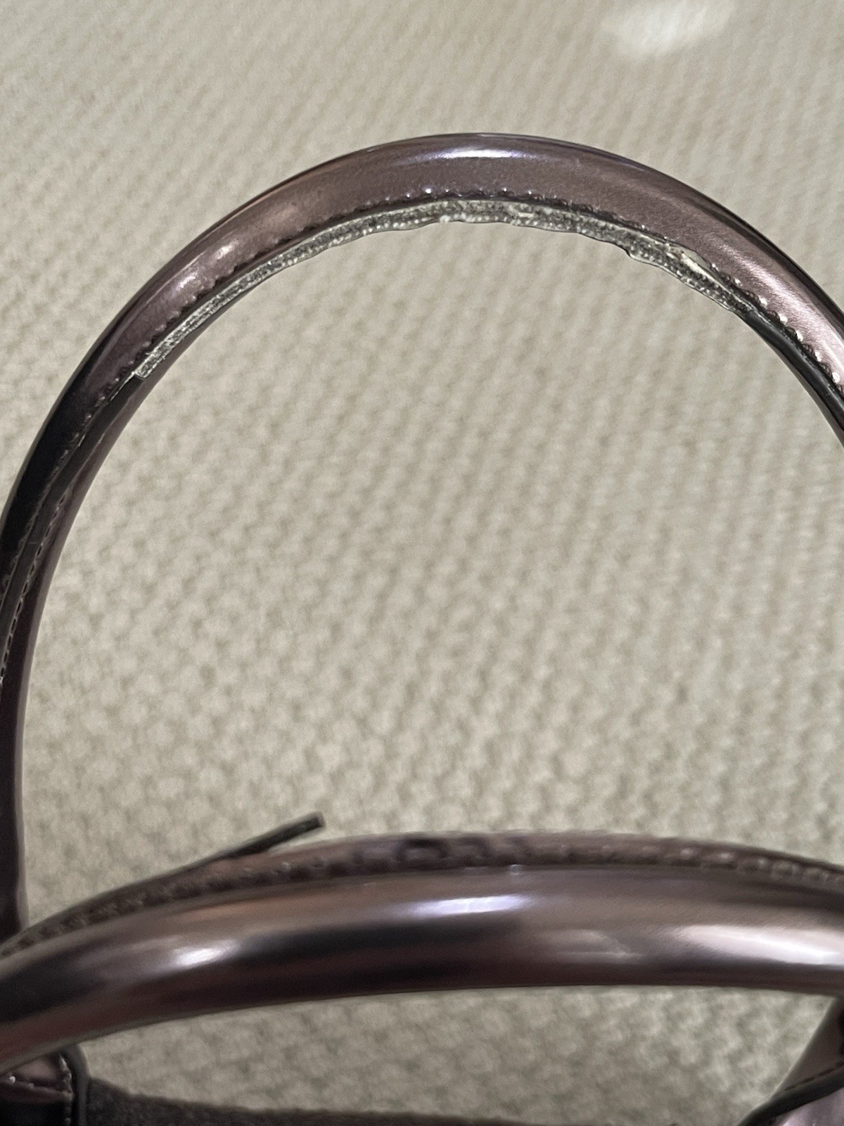 Tory Burch Brown Felt Bronze Patent Leather Handbag Tote