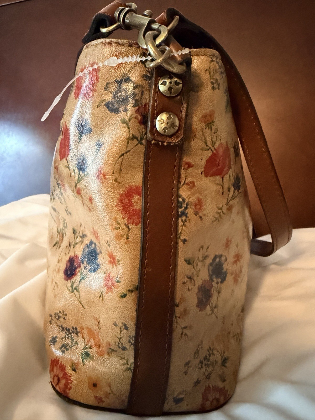 Patricia Nash Medium Floral Shoulder Bag Zip + Magnetic Close Brass Hardware