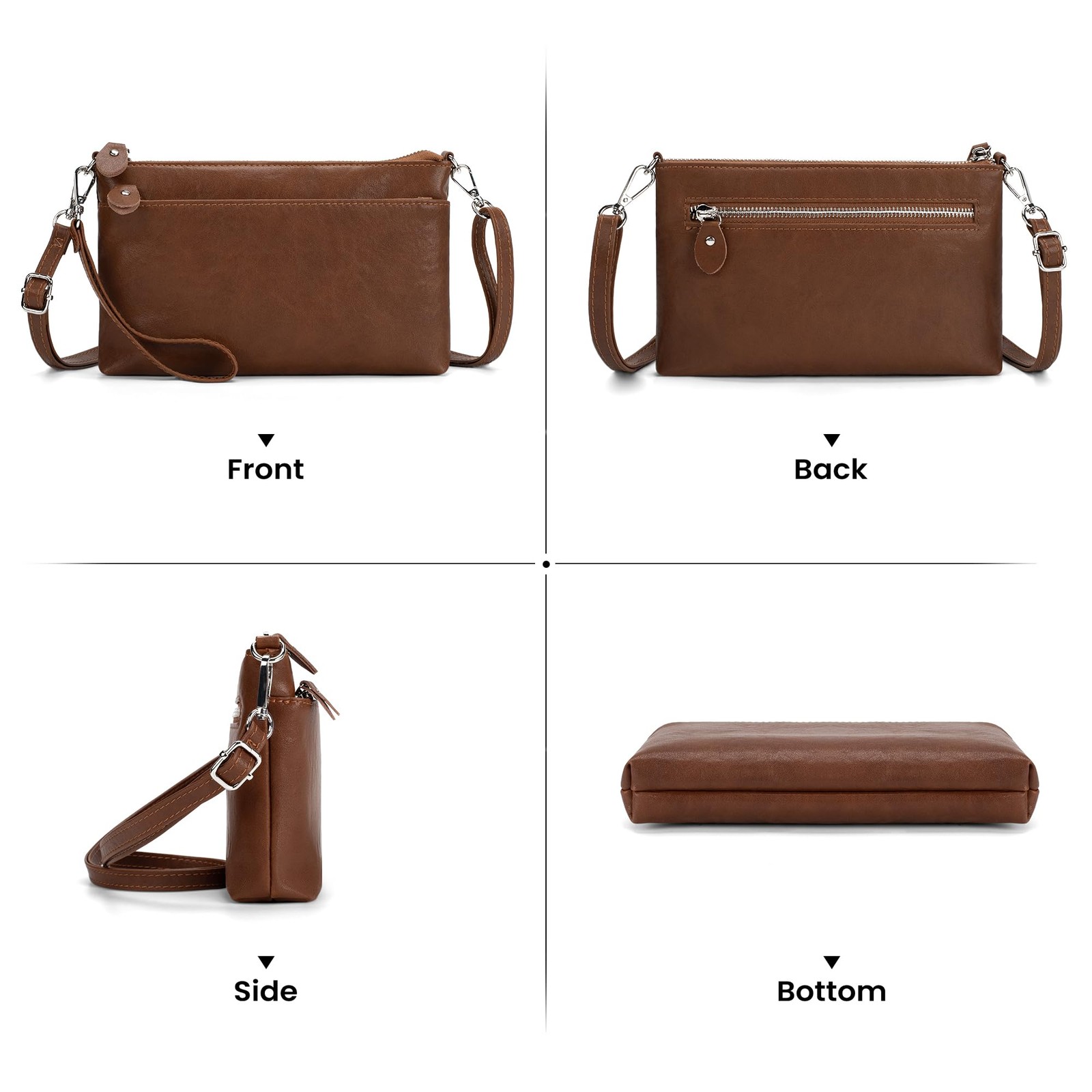 befen Leather Wristlet Wallets for Women, RFID Blocking Small Crossbody Bags,…