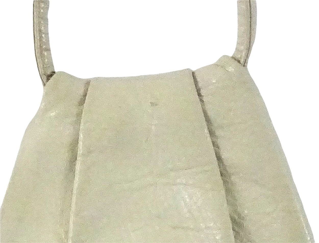 Vintage Cream Pebbled Leather Handbag Talon Brass Zipper Pleated Side Zip