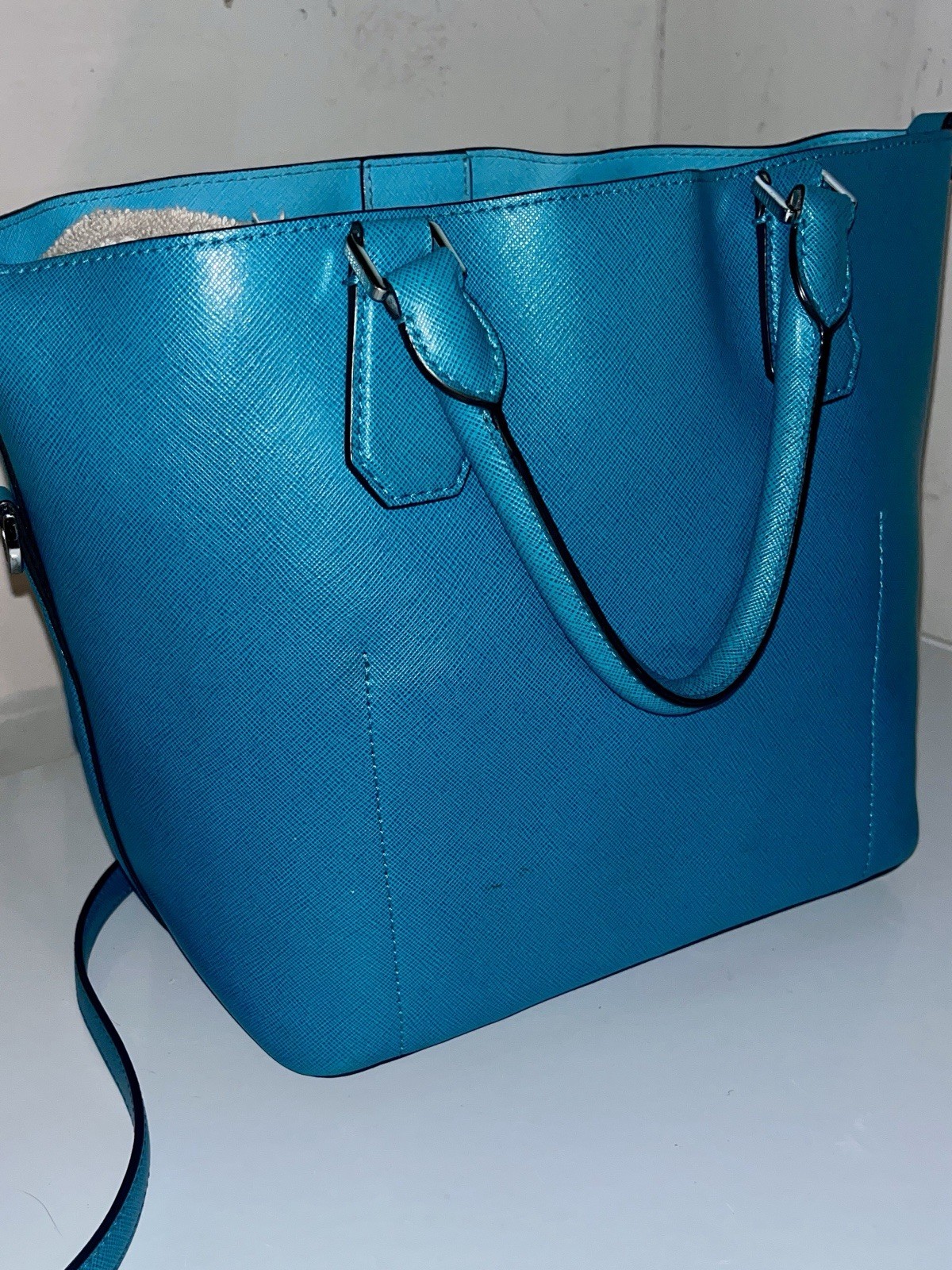 Michael Kors Greenwich Large Leather Grab Bag Tote Teal Turquoise