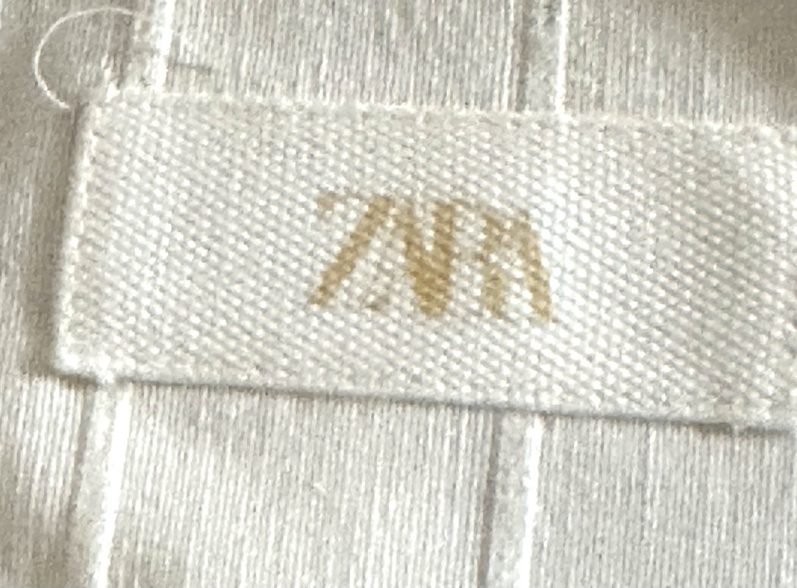 ZARA Large Cotton Fabric Ivory Shopper Shoulder TOTE Beige Bag w/Gold Logo, NEW