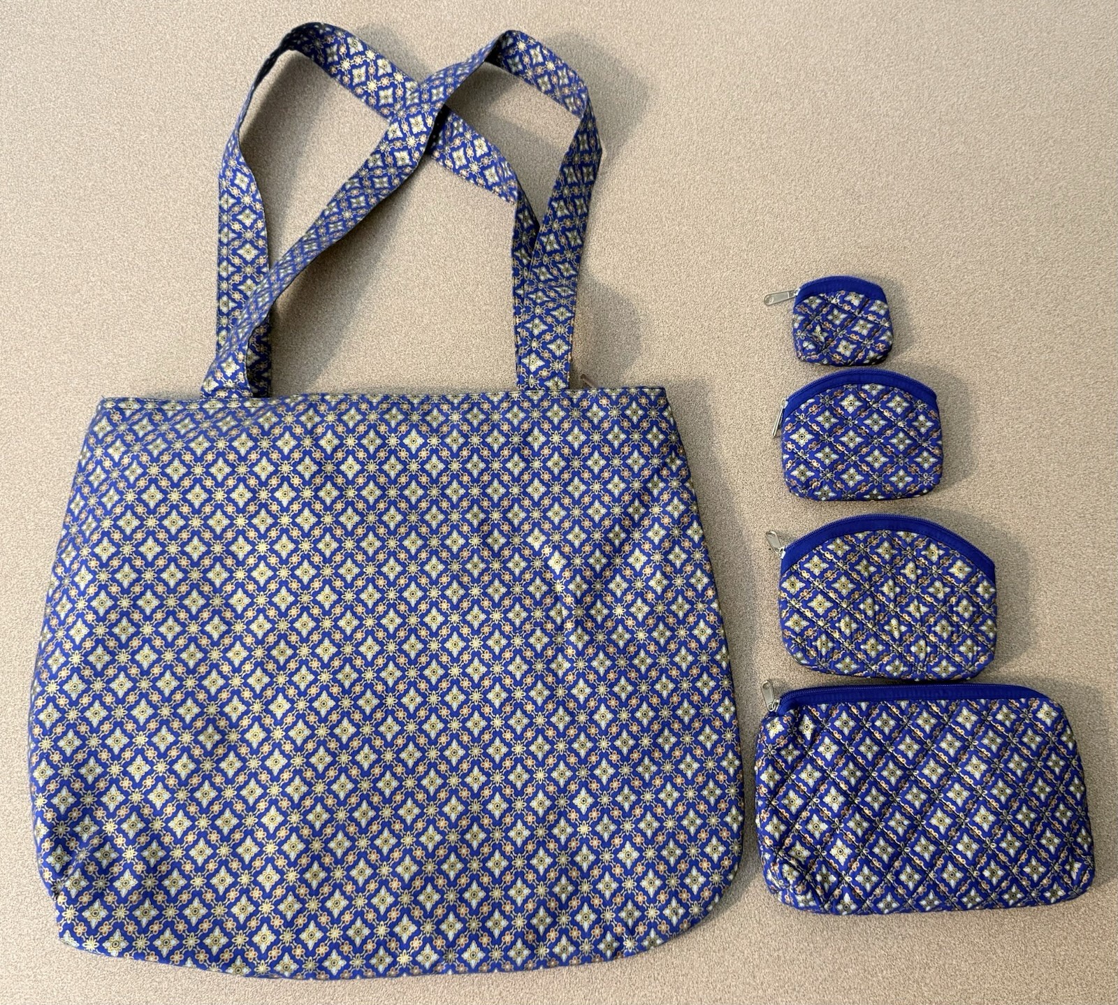 TAVI Quilted Cotton Tote Bag Eco Friendly Fair Trade Handmade Nesting Bags New