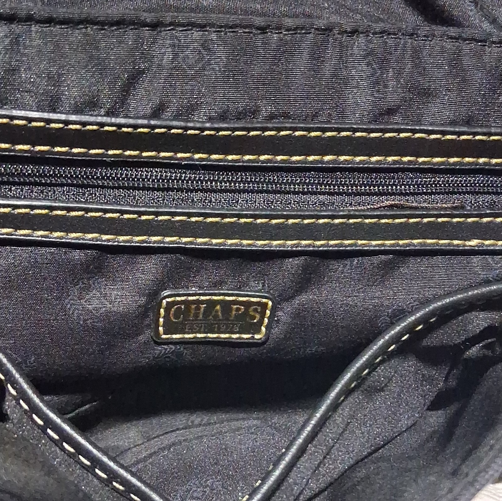 Chaps Black Logo Crescent Shoulder Bag Gold Hardware Magnetic Close