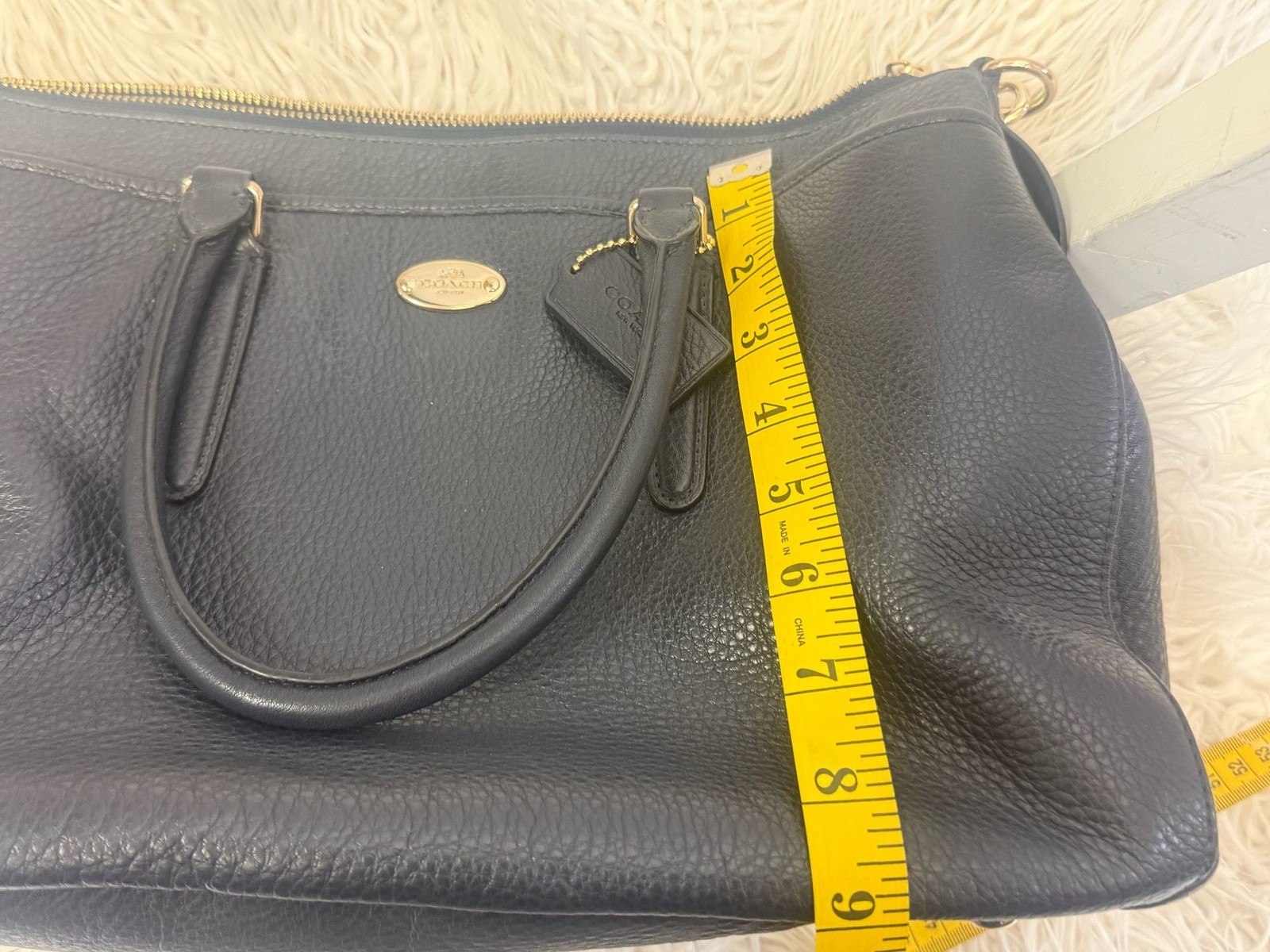 Coach F35185 Morgan Satchel/Shoulder Bag in Midnight Pebbled Leather
