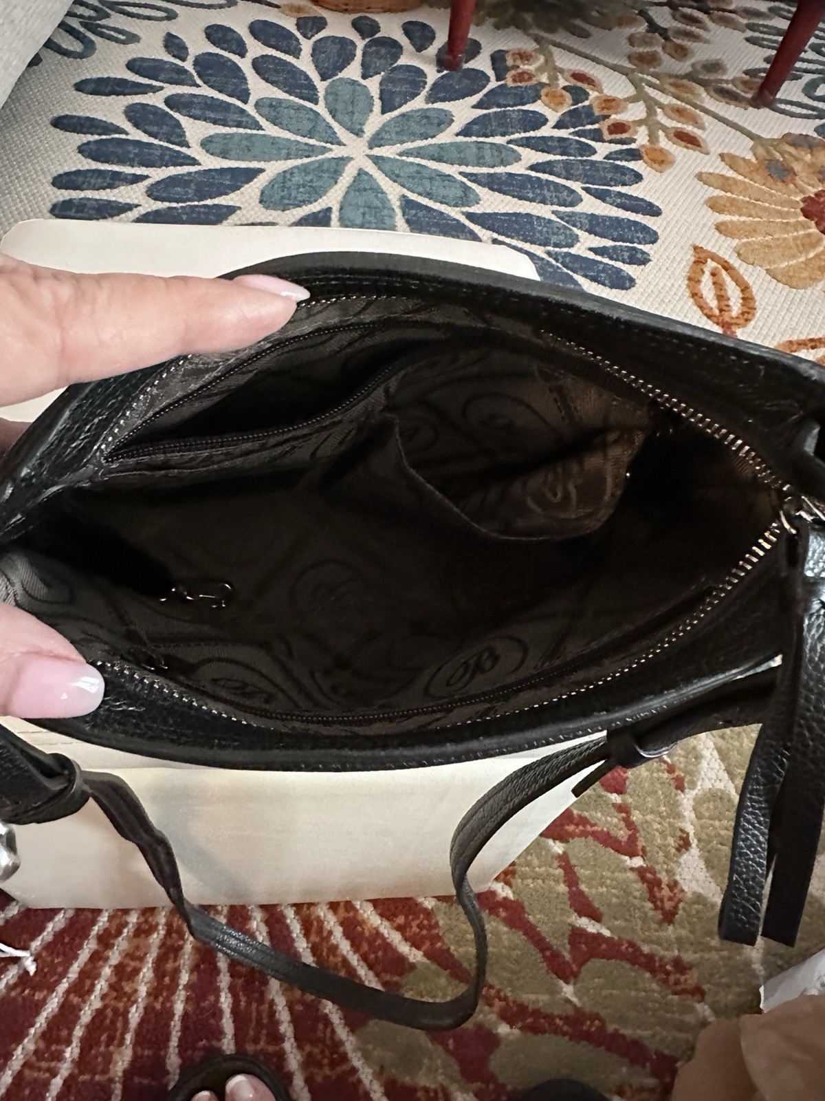 BRIGHTON FERRARA COLLECTION LORELLA BLACK LEATHER SHOULDERBAG SATCHEL