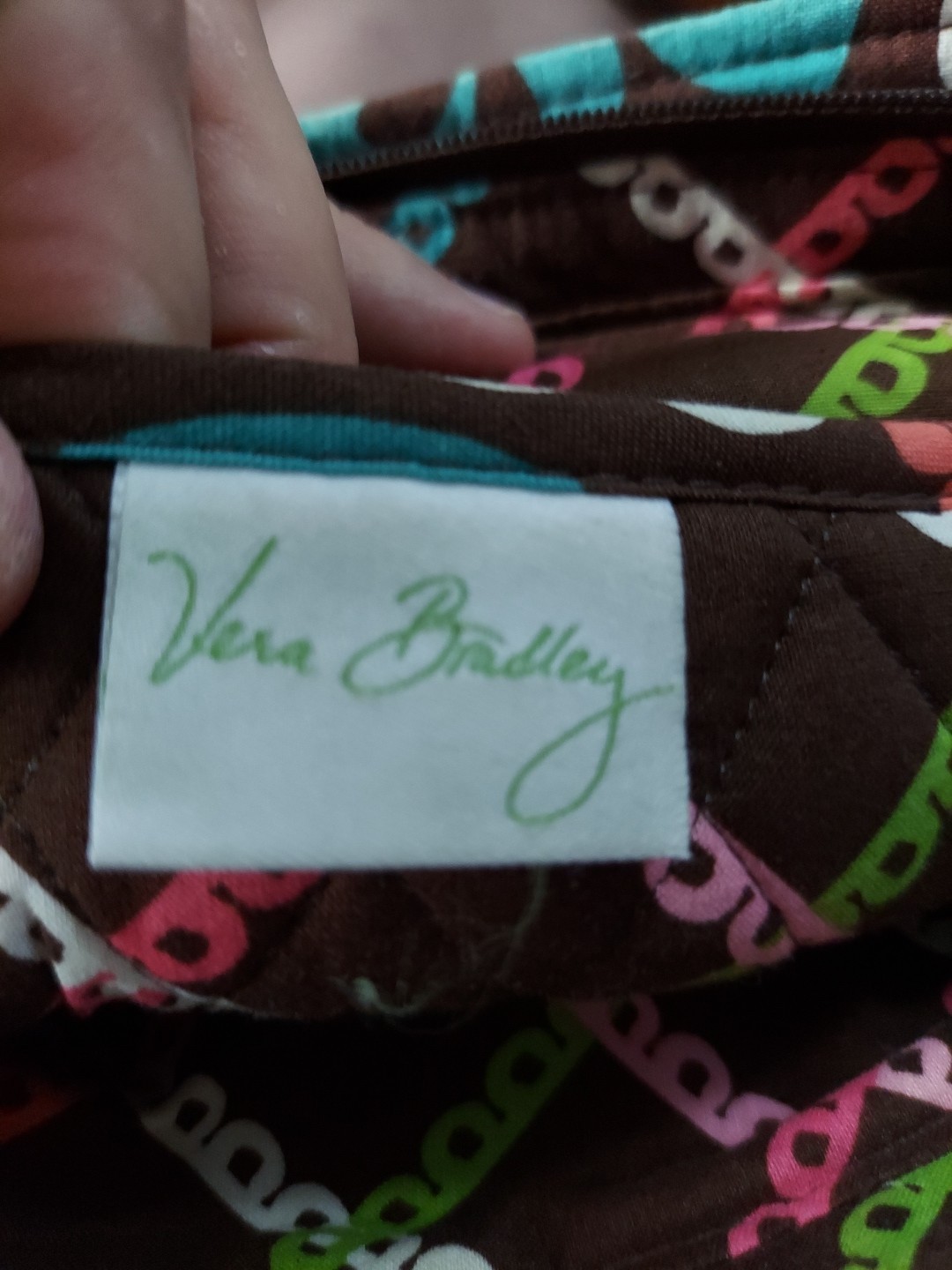 Vera Bradley Lola Brown Print Double Handle Shoulder Bag Tote 13″ Made In USA