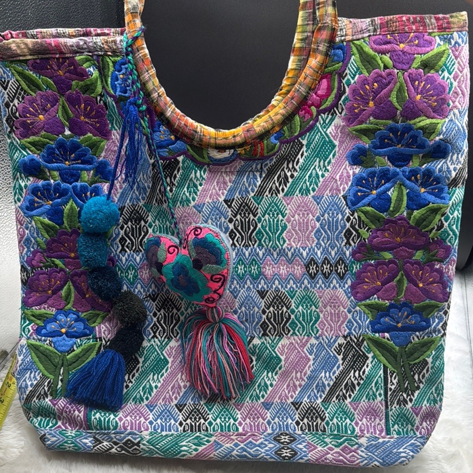 Colorful Floral Embroidered Tote Bag