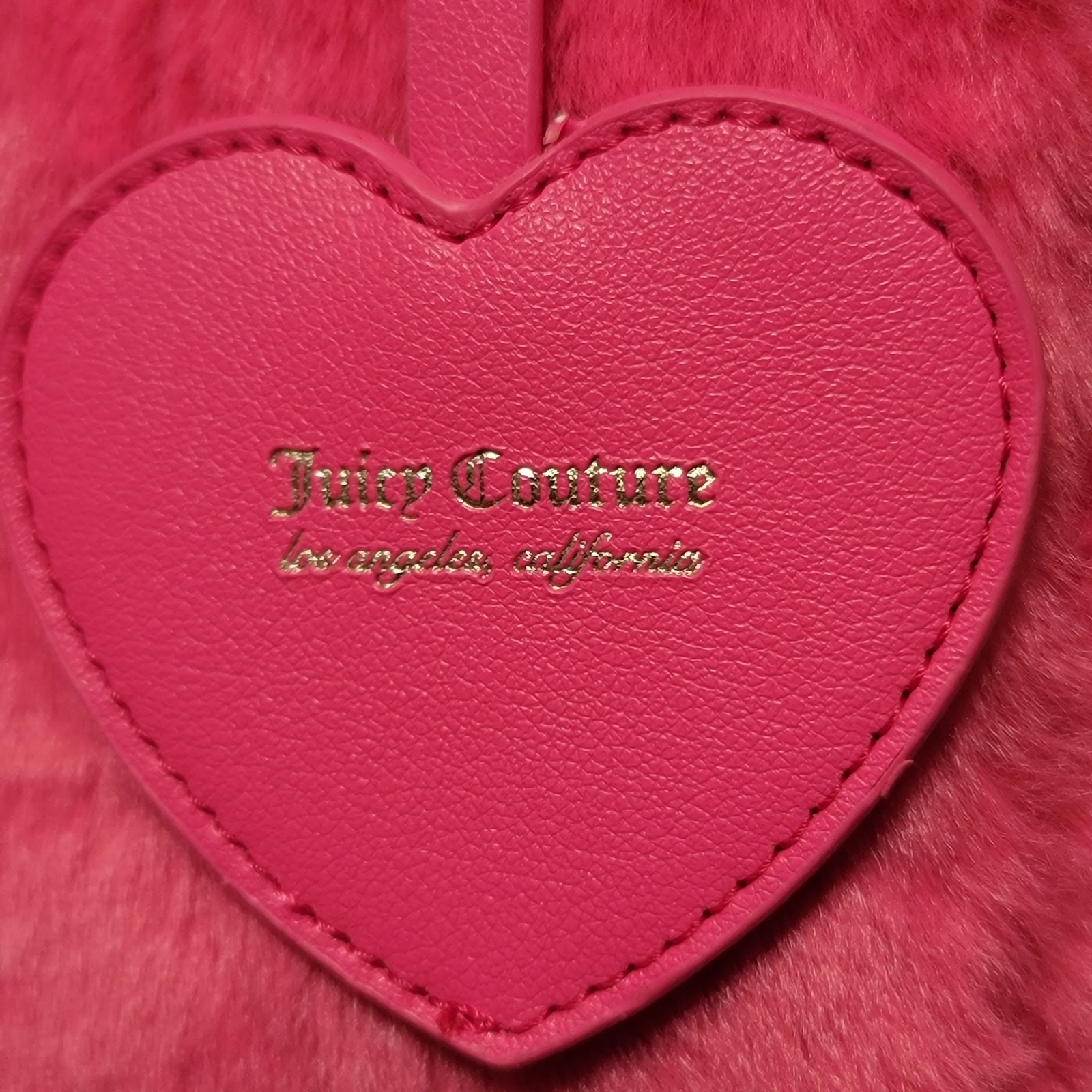 Juicy Couture Free Love Satchel Hot Pink Faux Fur Adjustable Crossbody Strap