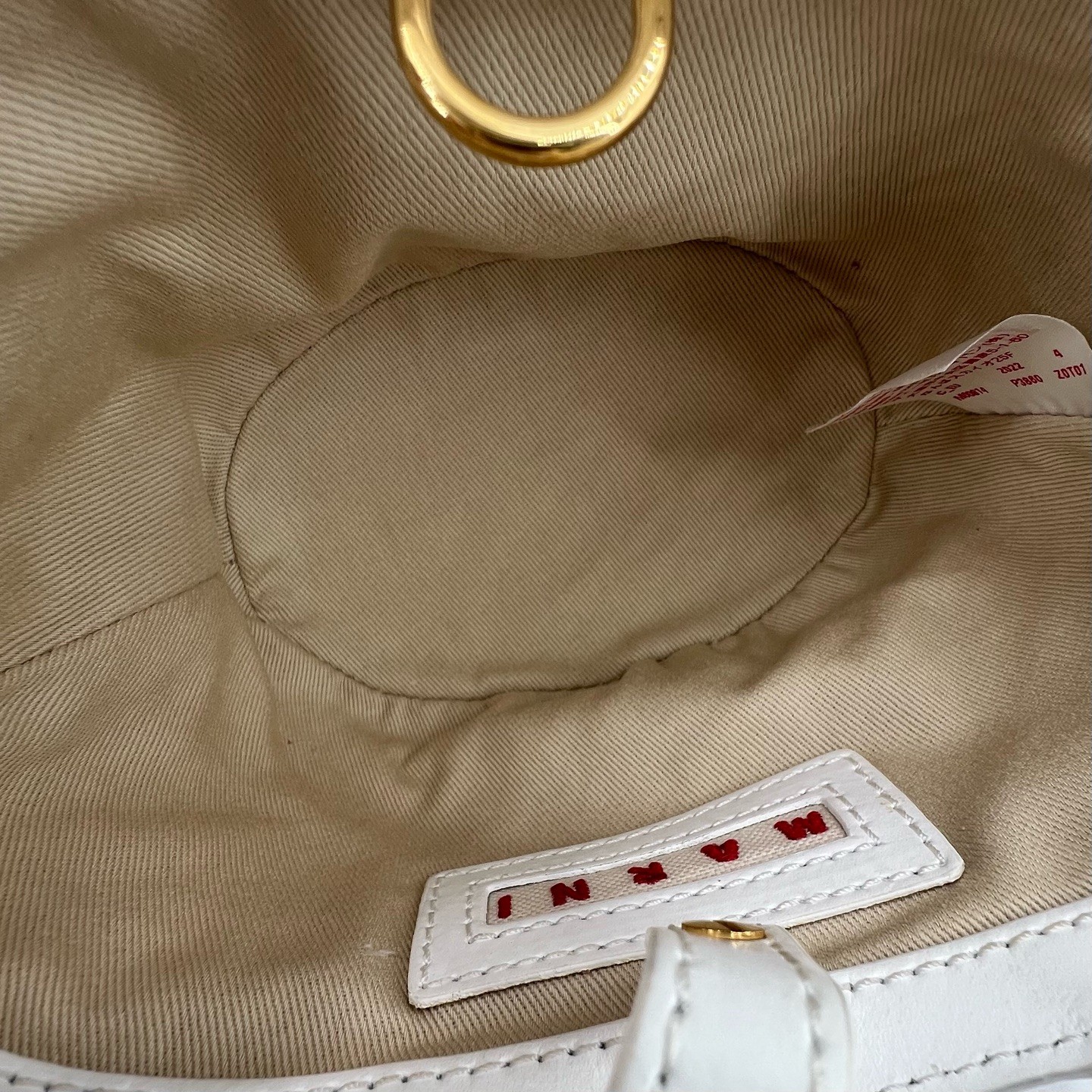 Marni Mini Beige Straw White Leather Gold HW Bucket Bag Duty Paid