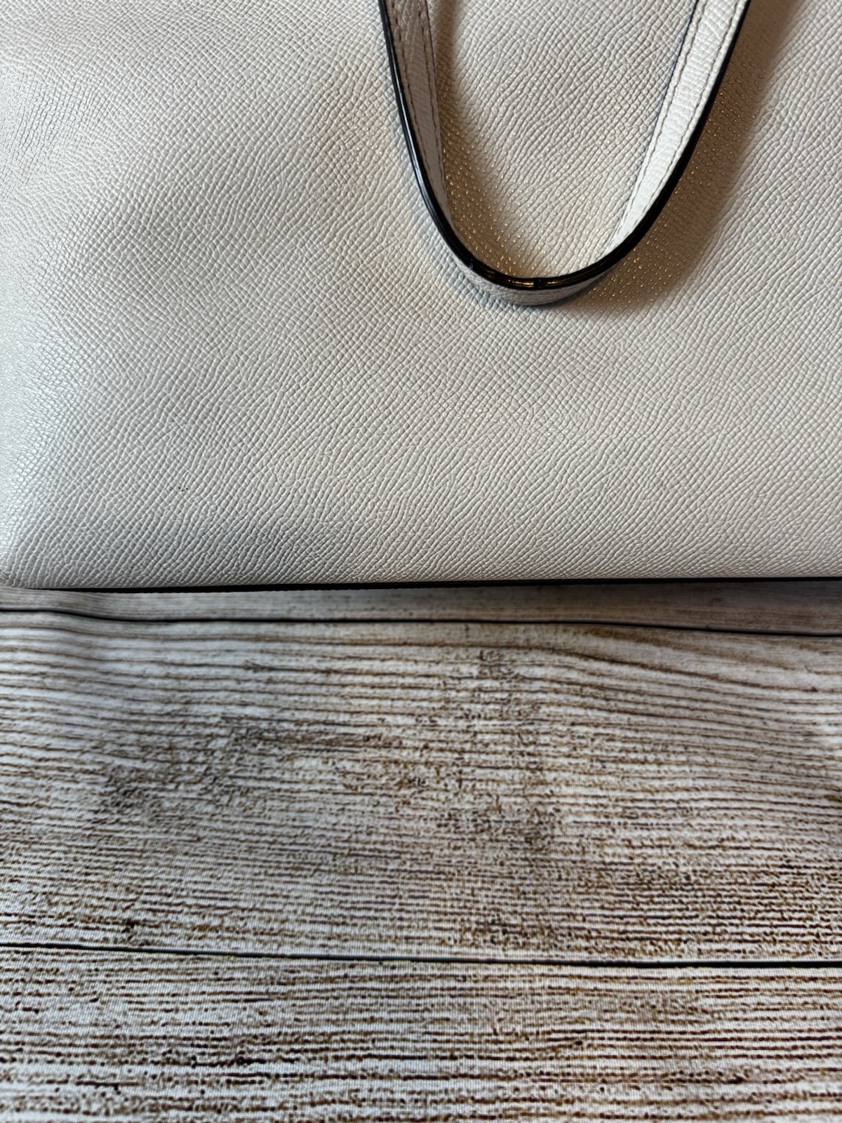 COACH F58846 City Zip Top Tote Shoulder Bag Chalk White Crossgrain Leather