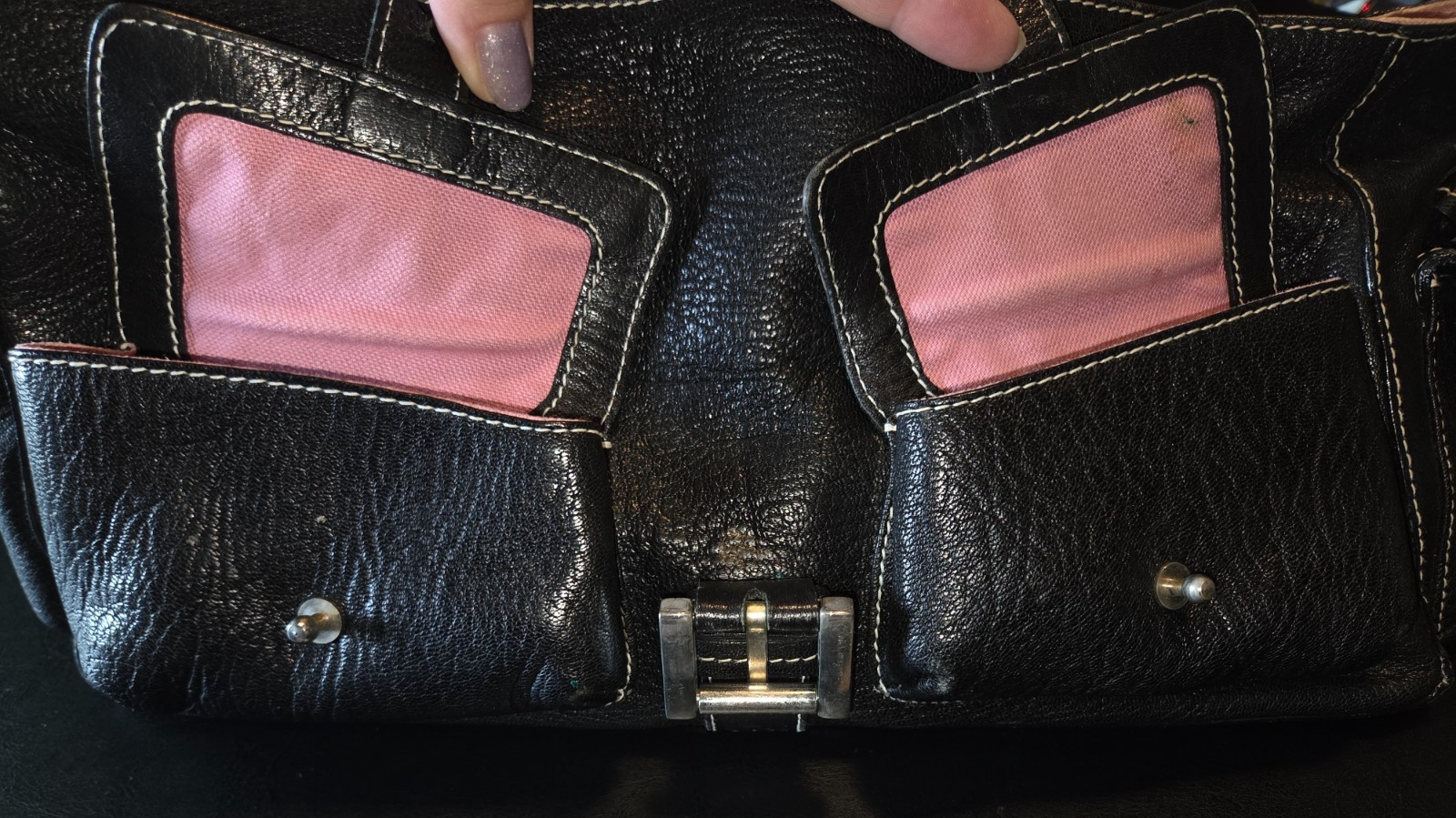 Authentic Luella Bartley Black Leather Satchel – Y2K Gisele Style – Silver HW