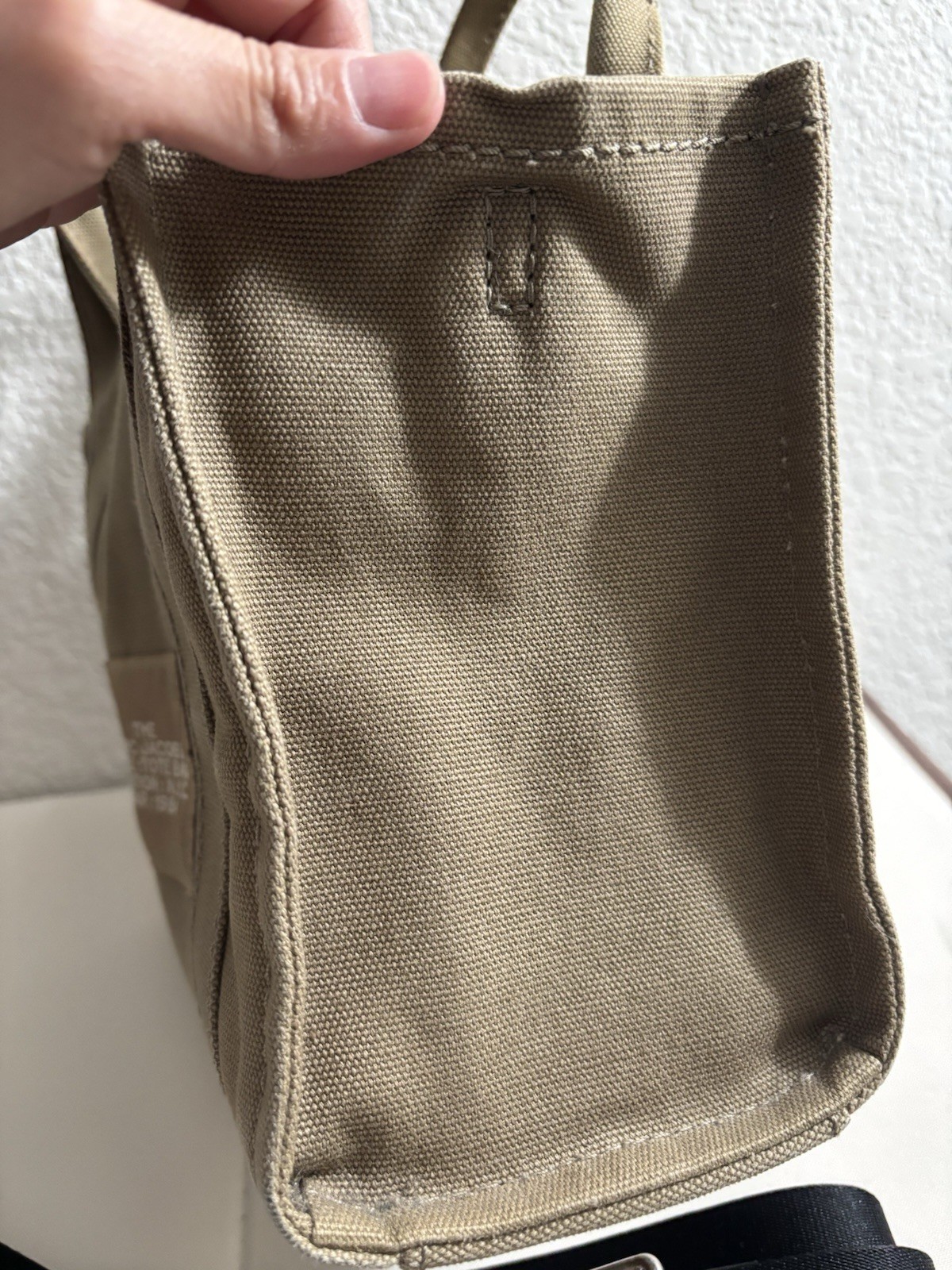 Marc Jacobs The Tote Bag Small Beige Zip Satchel Top Handle Detachable Strap