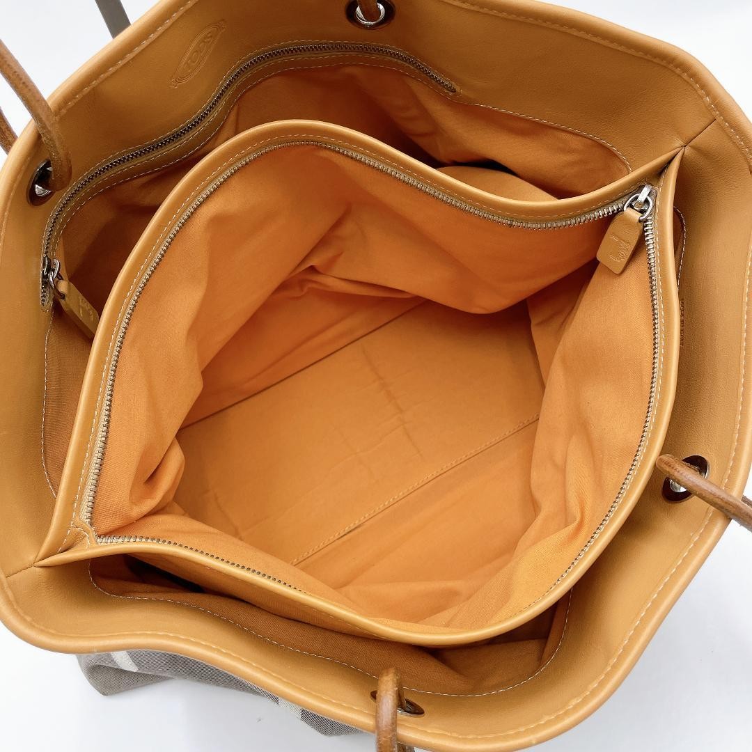 Tod’s Tote Bag Three-Layer Canvas Leather T Logo h472 Japan 079585