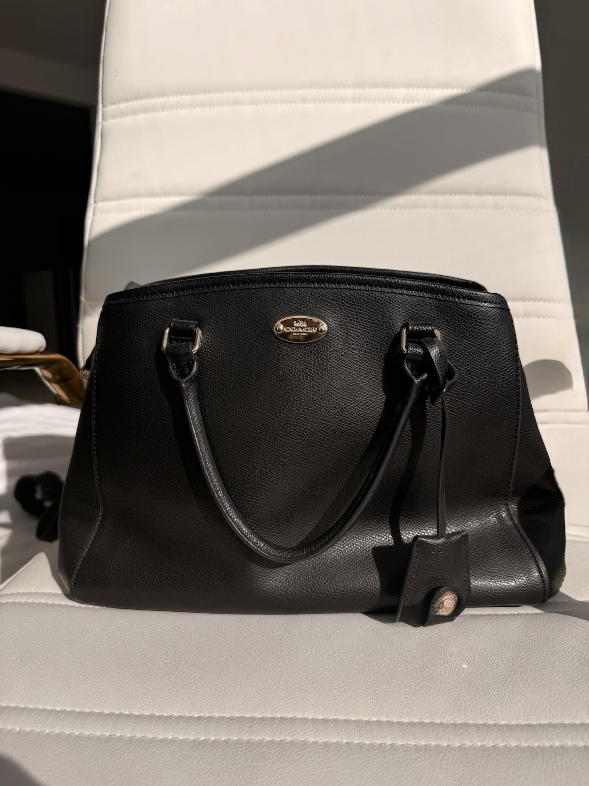 Coach Margot Satchel Black Leather Handbag Purse Removable strap authentic