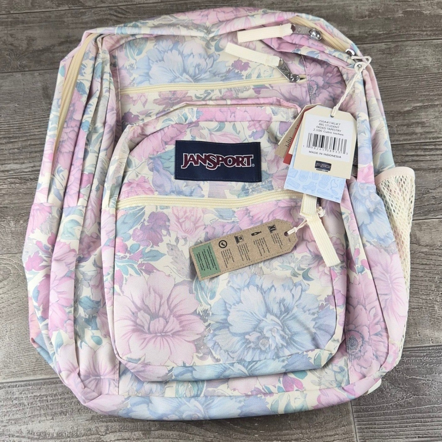 Jansport Big Student Backpack Faded Tapestry Pink Floral Bookbag School College