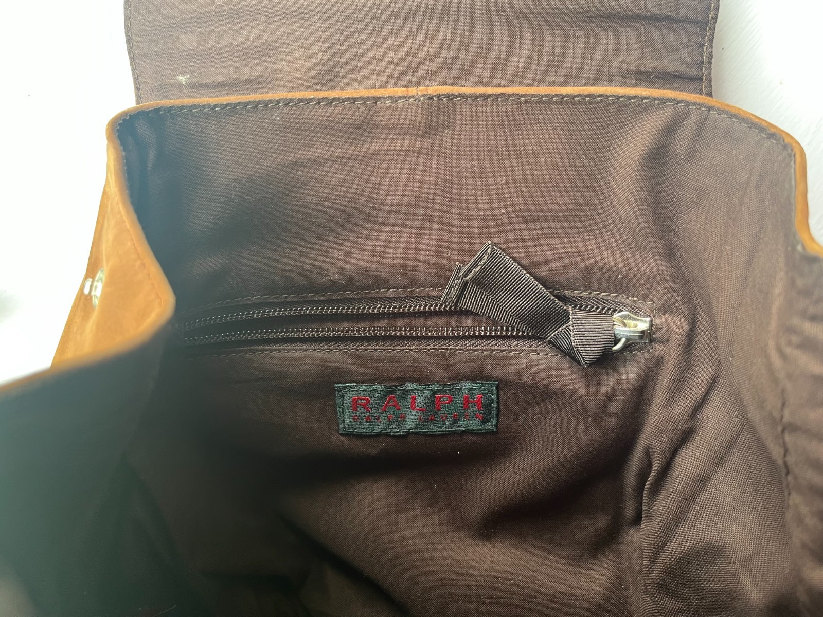 Ralph Lauren Brown Suede Backpack, Excellent Condition