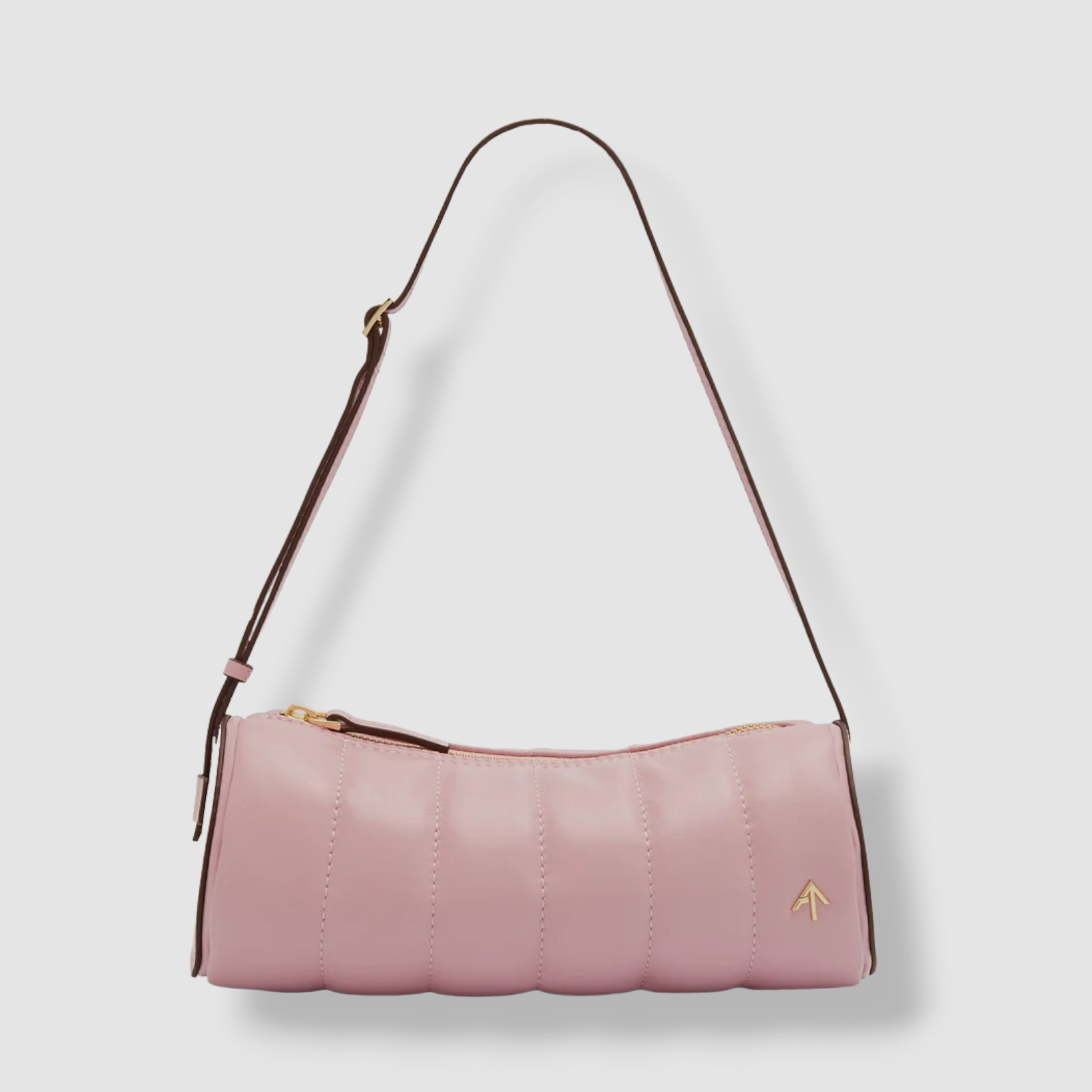 $482 Manu Atelier Women’s Pink Padded Cylinder Leather Shoulder Purse Bag