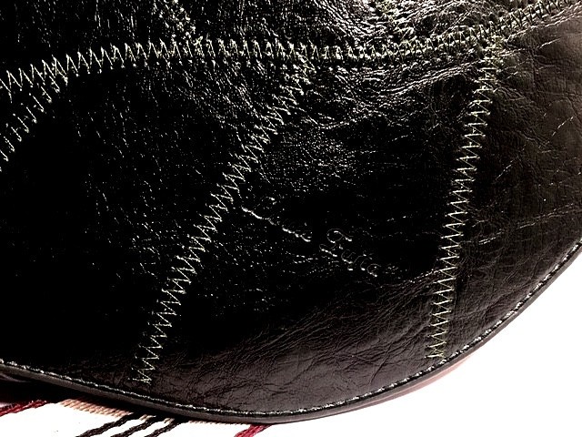 NEW Louie Fujia Black Glazed Leather Leaf Crossbody Bag