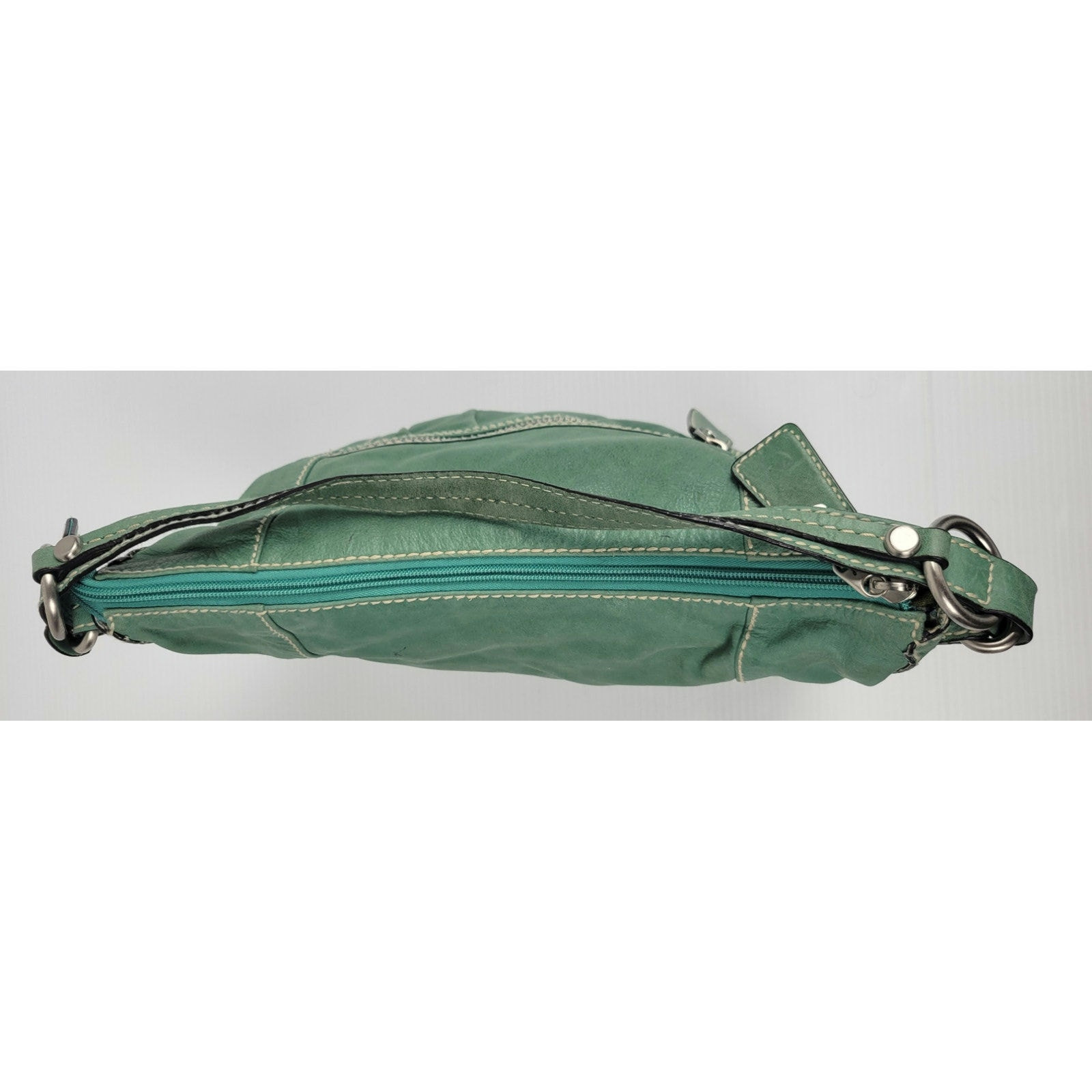 FOSSIL Shoulder Boho Bag Teal Turquoise Leather Silver Hardware ZB 2903