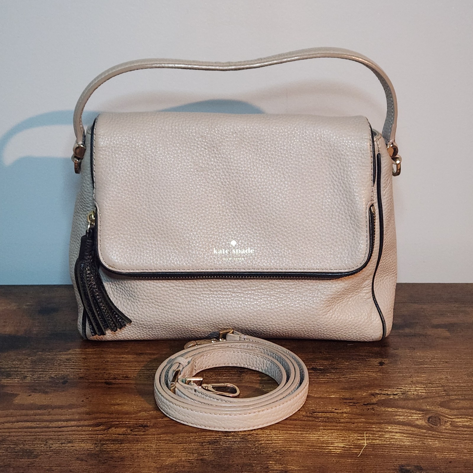 Kate Spade New York Chester Street Miri Shoulder Bag – Pebbled Leather – Taupe