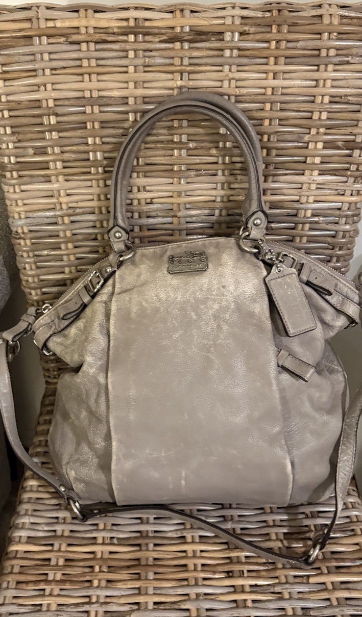 Coach Kristin A1226Gray Distressed LeatherConvertible Satchel Bag A1226-18611