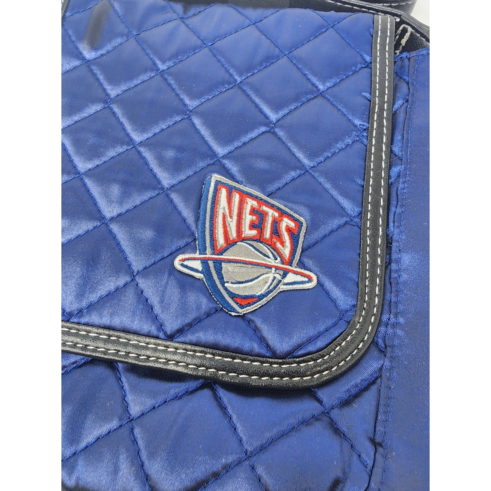 NBA Womens Brooklyn Nets Quilted Crossbody Bag Blue Satin Casual Size OS