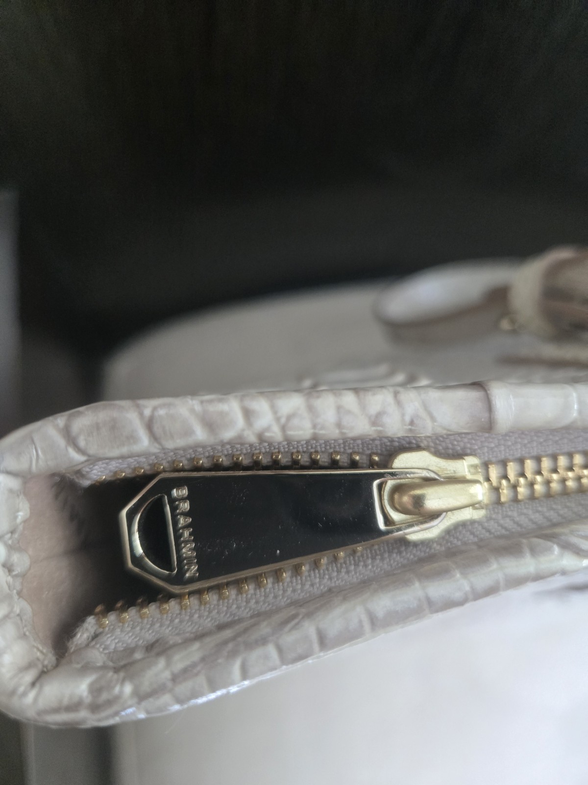Brahmin Medium Asher Tote Gravel Melbourne Beige Croc Embossed Leather