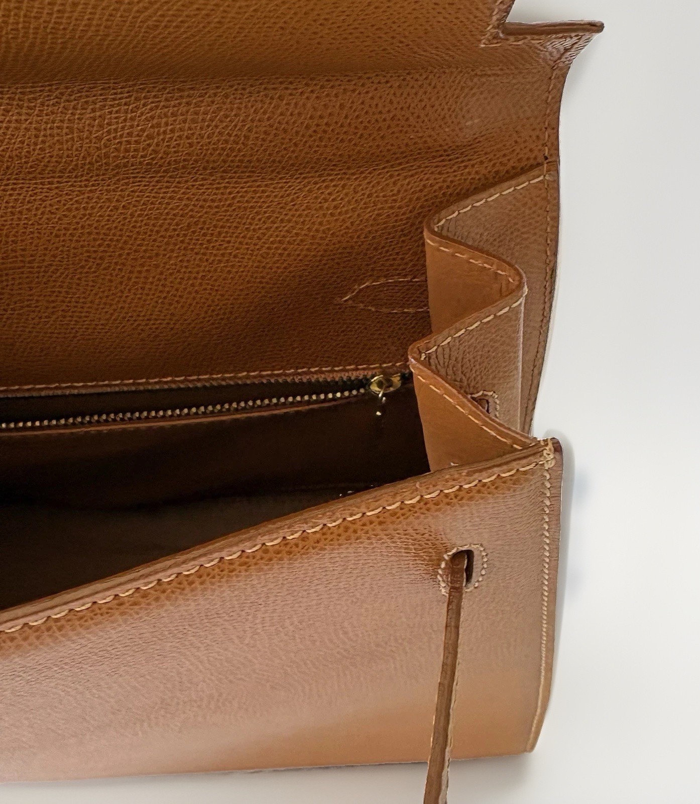 Authentic High Class Hand bag Camel Brown Leather From Japan 01210