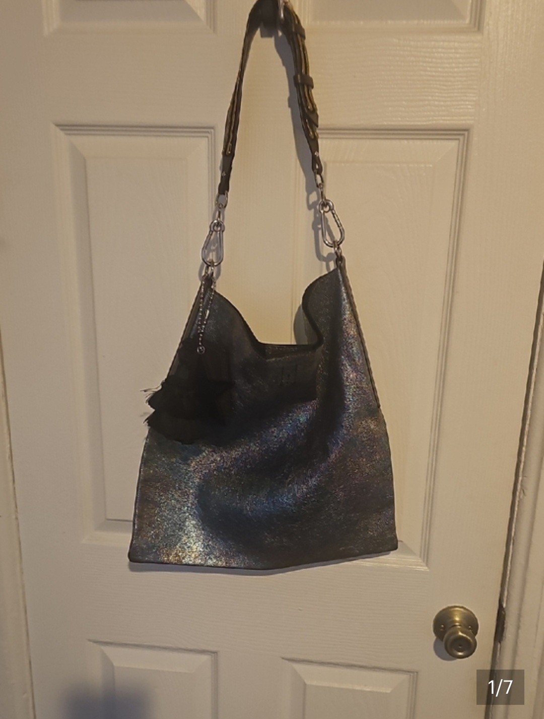 Golden Goose Deluxe Brand Iridescent Shoulder Bag, Zip Closure, Detachable Strap