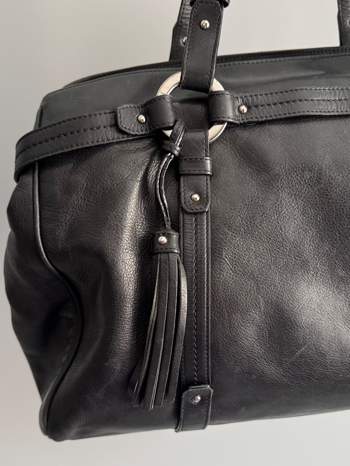 Authentic Vintage Bally Quilted Black Leather Tote / Shoulder Bag y2k