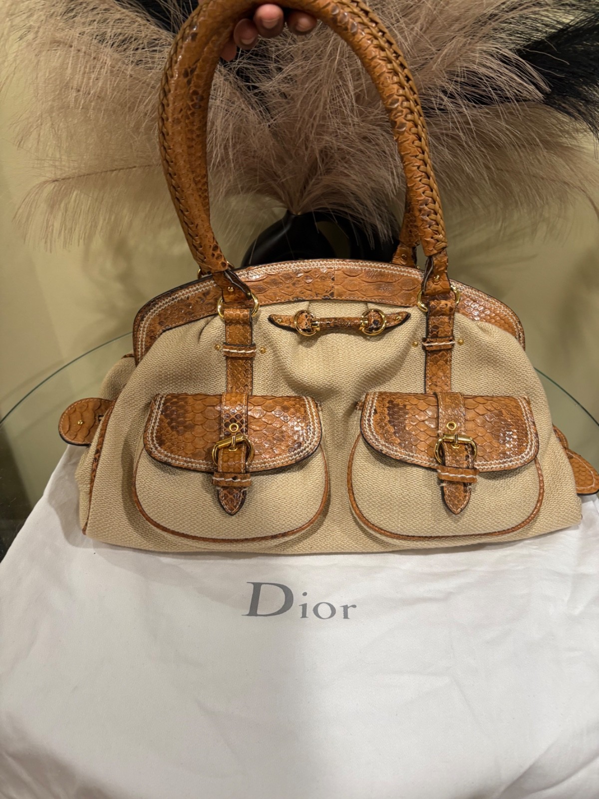 christian dior handbag vintage python