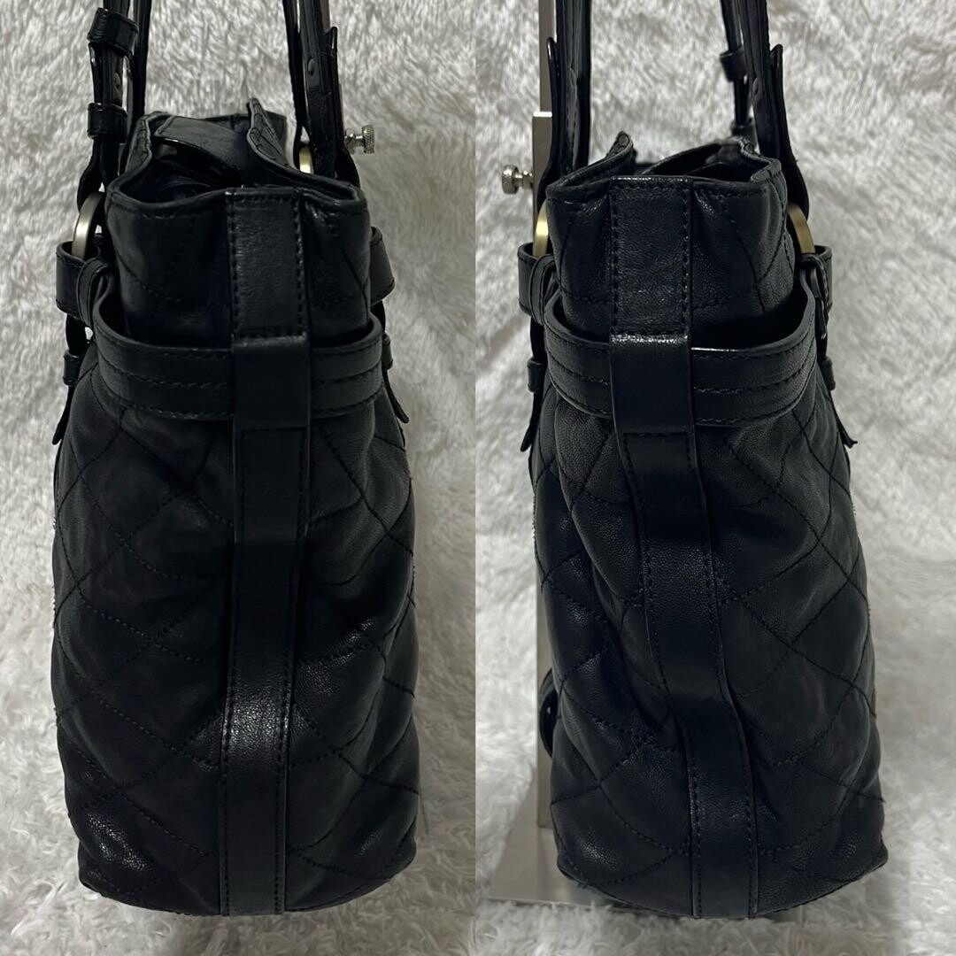 Bally Quilted Leather Tote Bag Black Pink Lining Y2K Archive A4 Shoulder Bag